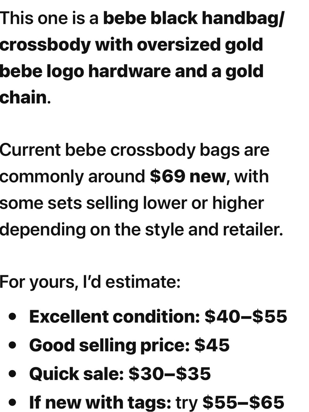 bebe Black Crossbody Bag with Gold Script and Chain - Picture 10 of 13